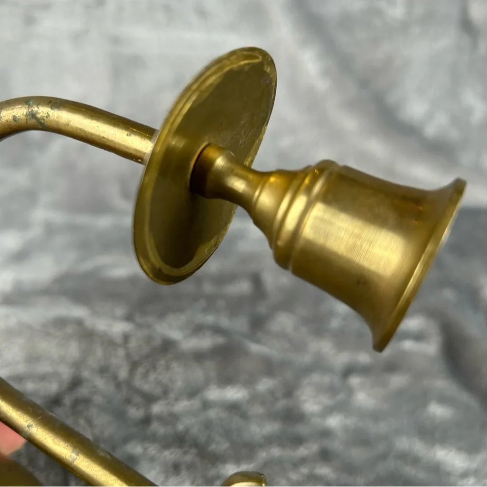 Wall Sconce Brass‎ Hanging Candle Holder Heavy Colonial Style Cottagecore MCM